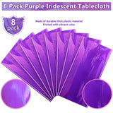 FunnyPars 8 Pack Iridescent Purple Plastic Tablecloths, Shiny