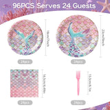 96Pcs Mermaid Plates and Napkins Party Supplies Mermaid Fishtail