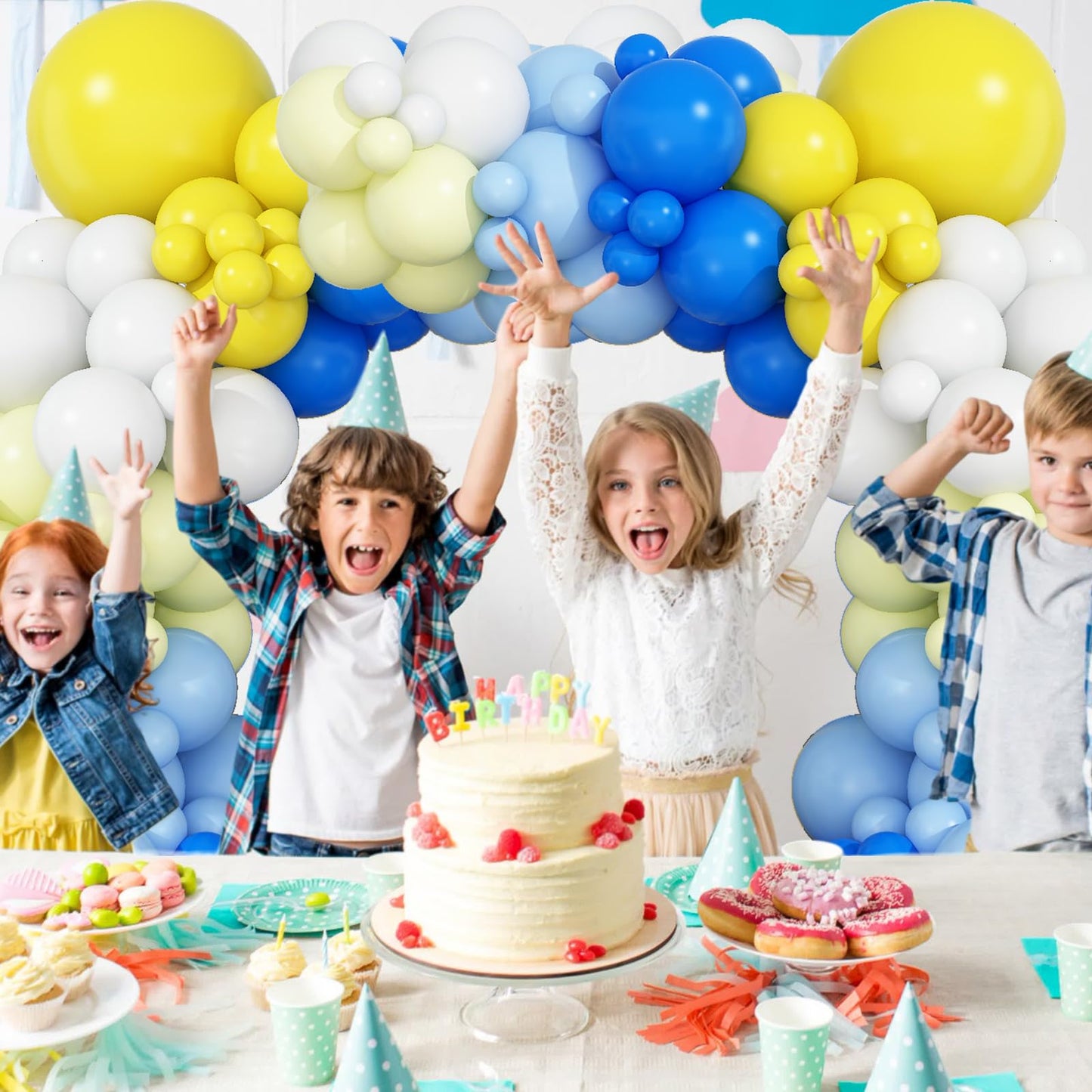 Blue and Yellow Balloon Arch Kit, Pastel Yellow Blue Lemon Balloon