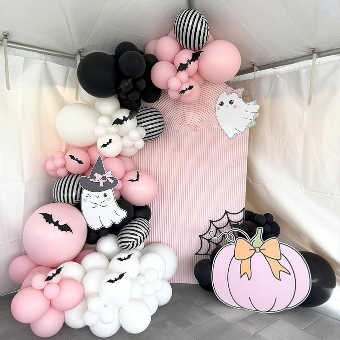 Halloween Balloons Arch Kit Pink and Black Balloons Garland with
