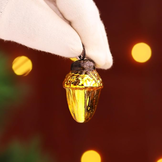 Indian Shelf Gold Hanging Ornaments - 25 Premium Glass Christmas