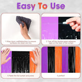Voircoloria 3 Pack 3.3 x 8.2 ft Halloween Foil Fringe Backdrop