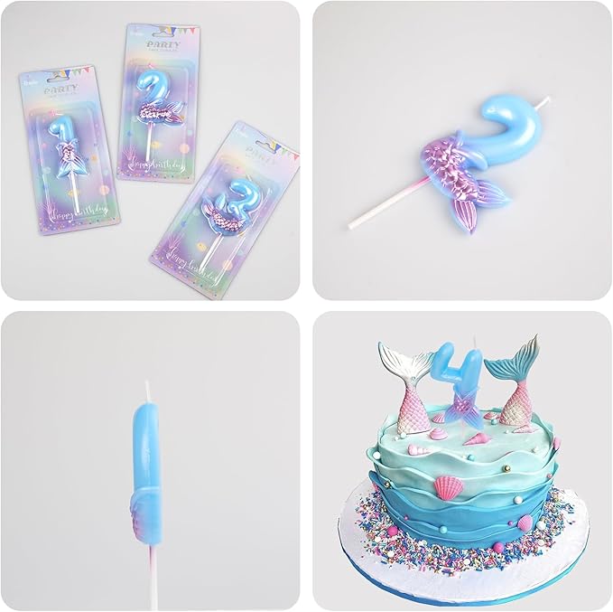 Mermaid Candle 10,Mermaid Birthday Candle 10,Ocean 10 Candle,10th
