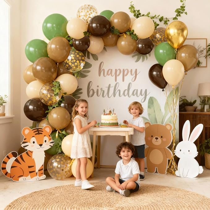 Zesliwy Sage Green Brown Balloons Set,50pcs 12inch Retro Green Dark