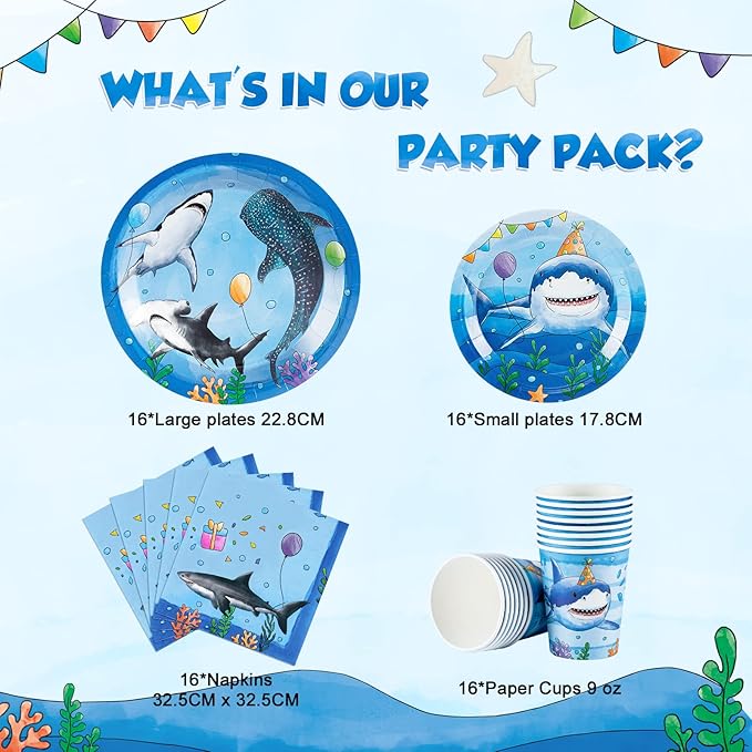 Shark Birthday Party Decorations 64PCS Under The Sea Birthday