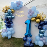 Navy Blue Gold Balloon, 60 Packs 12 Inch Metallic Blue and Macaron