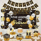 Happy Retirement Party Decorations Men Women, Black and Gold