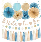Light Dusty Blue Beige Champagne Bridal Shower Party Decorations