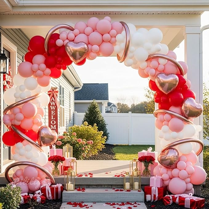 137 Pcs Valentines Day Balloon Arch Kit Red Pink White Matte Latex &
