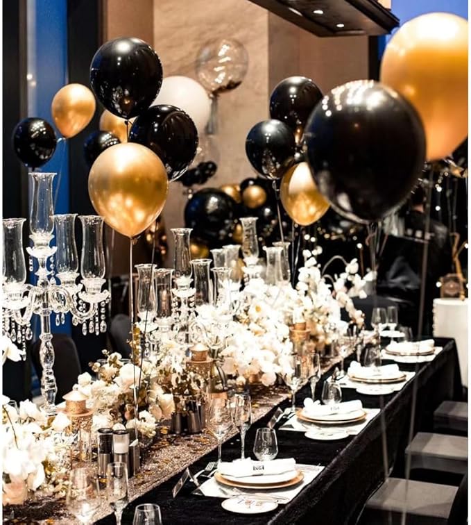 Black and Gold Balloons, 60 Pcs 12 Inch Graduation Balloons, Metallic