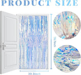 10 Pack Iridescent Backdrop Party Decorations Tinsel Curtain Party