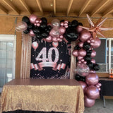 Rose Gold and Black Balloon Arch Kit Metallic Rose Gold and Black