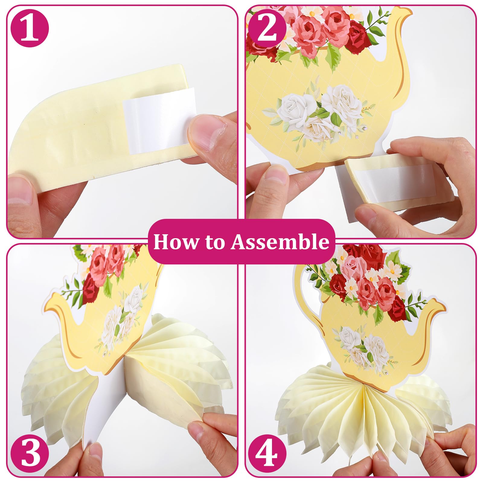 Jexine 9 Pcs Tea Party Decorations Princess Party Floral Teapot
