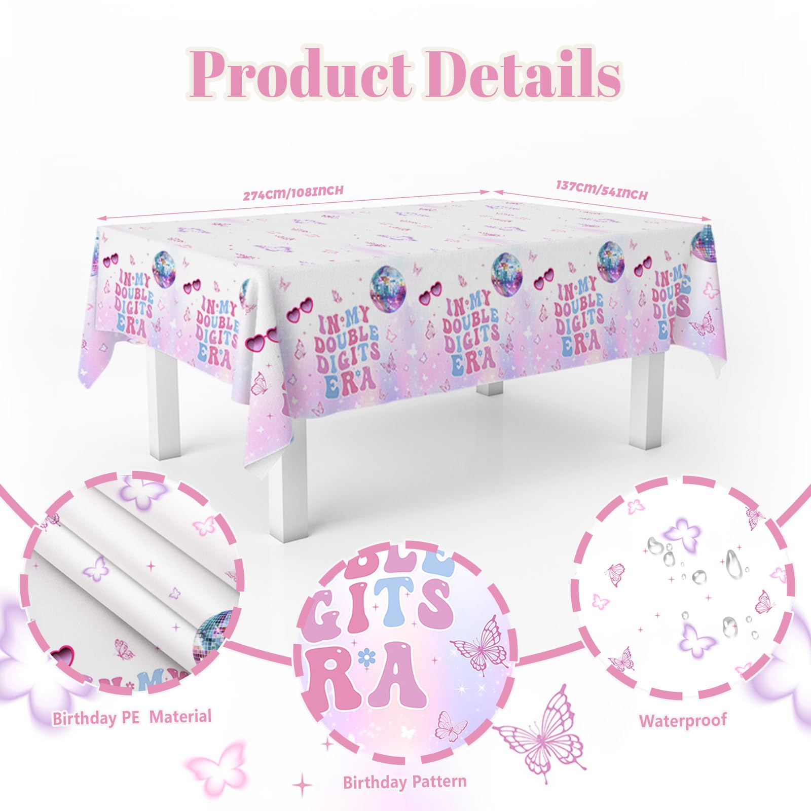 MEHOFOND 193pcs 10th Birthday Party Supplies for Girls, In My Double
