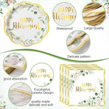 400 Pcs Happy Retirement Party Supplies Sage Green Themed Eucalyptus