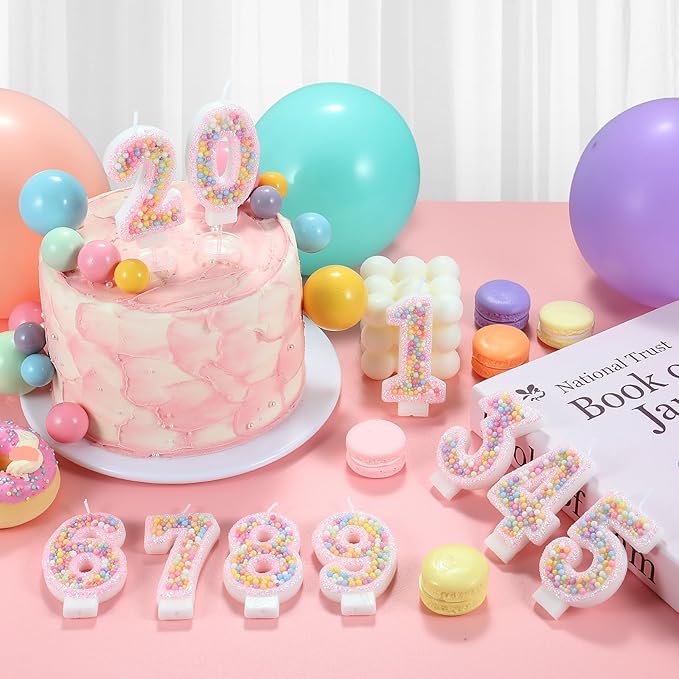 Pastel Macaron 2nd Birthday Candle Sweet Pink Number 2 Candle Cake