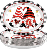 50 PCS Valentine's Day Oval Paper Plates 10 x 12 Gnomes Heart Plates