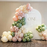 Sage Green Pink White Balloons, 60Pcs 12 Inch Pink and Green Balloons