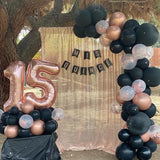 Rose Gold and Black Balloon Arch Kit Metallic Rose Gold and Black