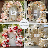 Pearl Sand White Balloon Arch Kit with Black Bow Double Stuffed Pearl