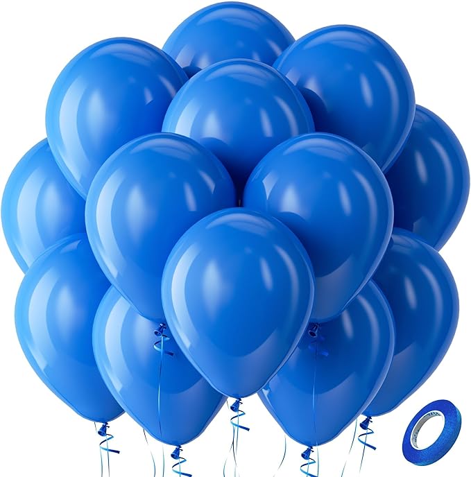 Bezente Royal Blue Latex Party Balloons - 100 Pack 12 inch Round