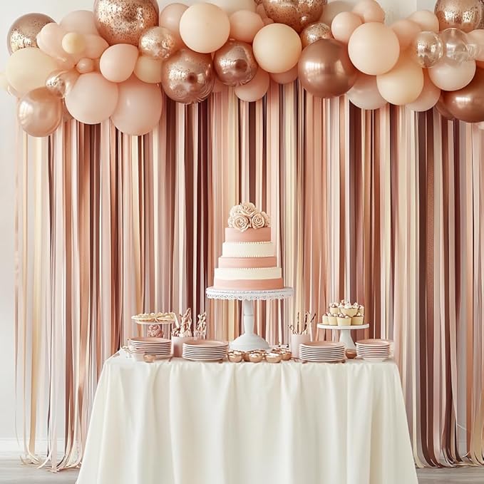 Captain Décor 8 Rose Gold Streamers, 656ft Pack of Crepe Paper for