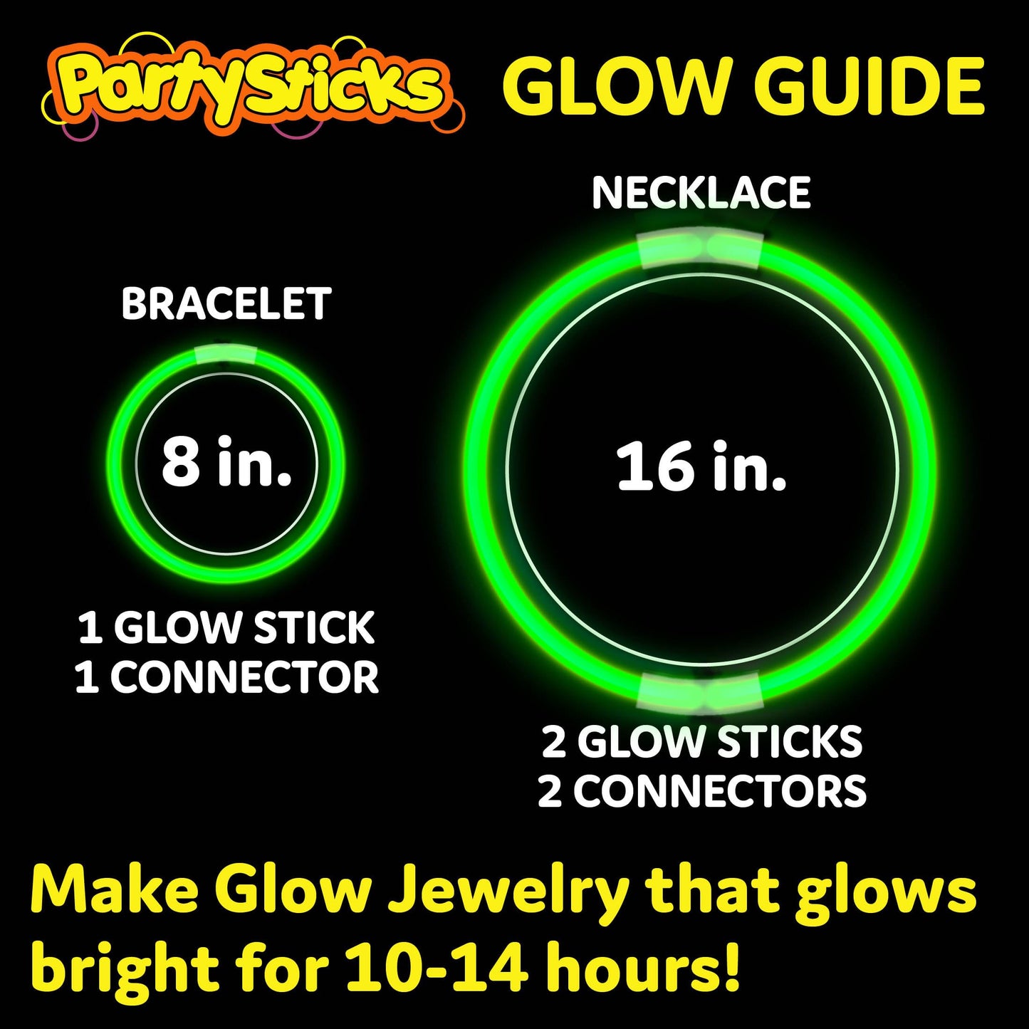 PartySticks Green Glow Sticks - 100pk, 8 Inch Glow in the Dark Light