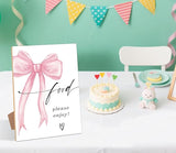 Pink Bow Theme Wooden Wedding Signs Food Please Enjoy Sign Bridal