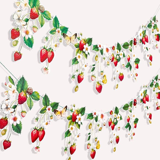 Strawberry Garland Banner Berry First Birthday Decor Strawberry