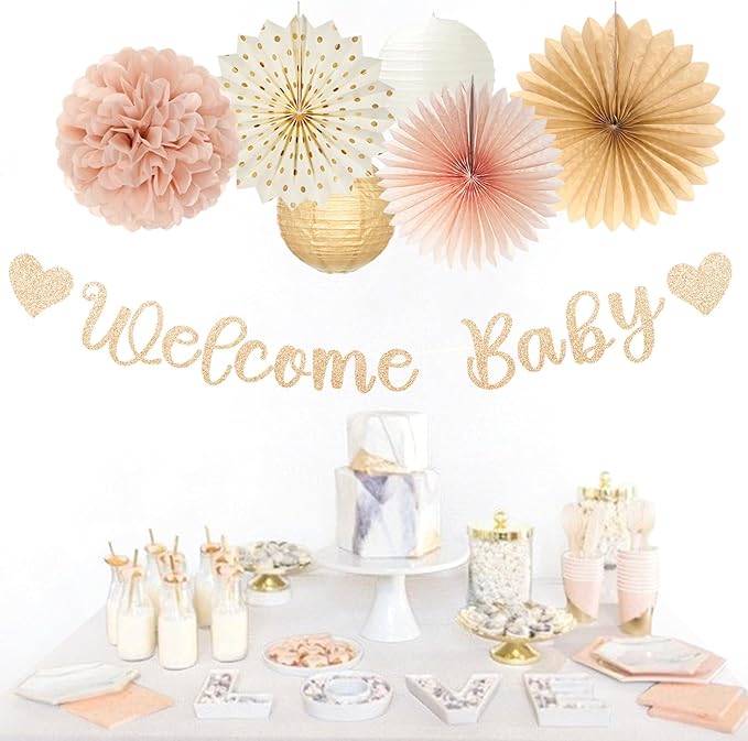 Champagne Gold Fall Boho Baby Shower Party Decorations 21pcs Girls