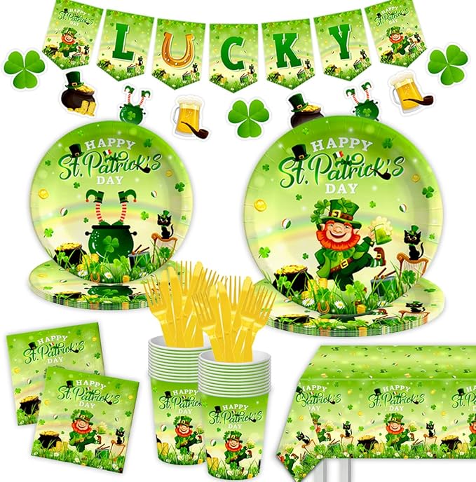 St Patricks Day Plates and Napkins 142Pcs St Patrick's Day Party