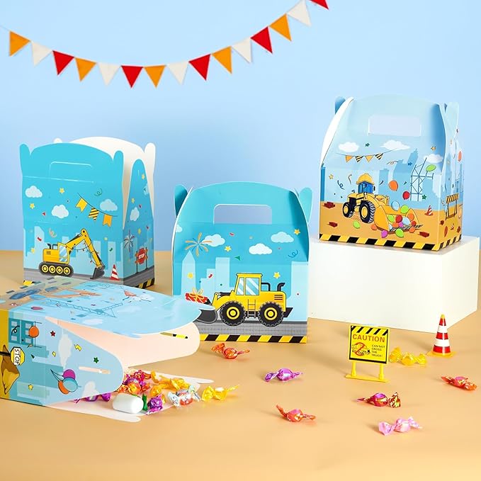 WERNNSAI 12 Pack Construction Party Boxes - Construction Birthday