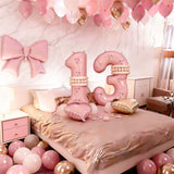 40 Inch Dusty Pink 13 Number Balloon for Girls 13th Birthday