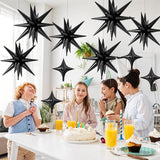 18 Pcs Black Star Balloons, Black Balloon with 6 Pcs 22-Inch