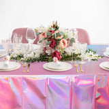 8 Pack Iridescent Pink Plastic Tablecloths, FunnyPars Shiny Disposable