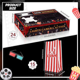 39PCS Movie Night Snack Trays with Popcorn Bags, Disposable Paper