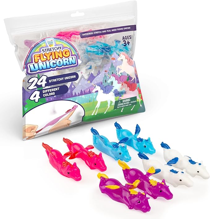 PICK A TOY Unicorn Slingshot Toys for Kids 24 Pack Stretchy Finger