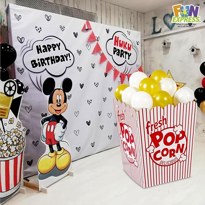 Fun Express Giant Popcorn Box Prop 3D Cardboard Stand Up Movie Night