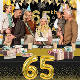 65th Birthday Decorations Men Women with 65th Birthday Banner Black