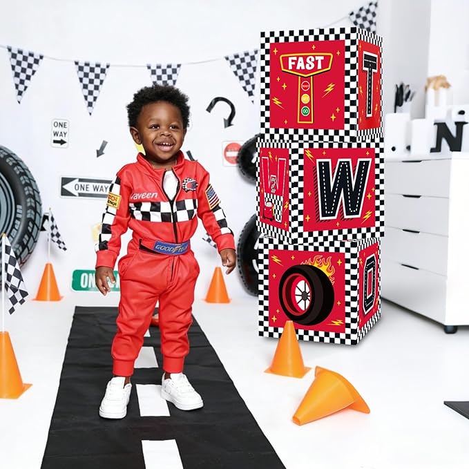 Race Car 2nd Birthday Party Supplies Red Yellow Black Balloon Box