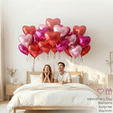 18 Inch Rose & Pink & Red Heart Balloons 24 Pcs Valentine's Day Foil