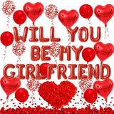 Letter Balloons - Will You Be My Girlfriend 18“ Red Heart Foil