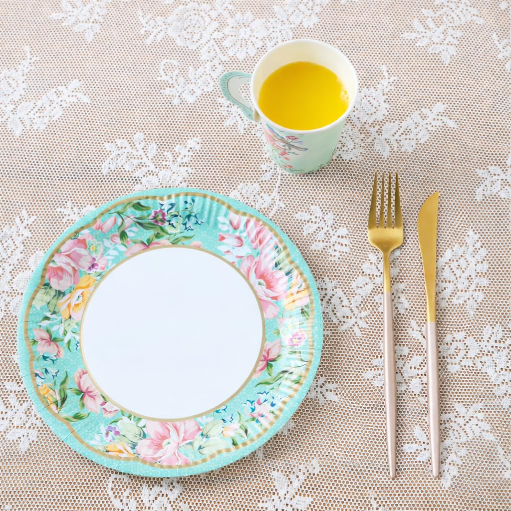 Talking Tables 50pcs Floral Tea Party Decorations - Disposable Paper