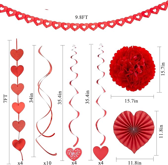 Valentine's Day Party Decorations Set Kits Valentines Hanging Heart