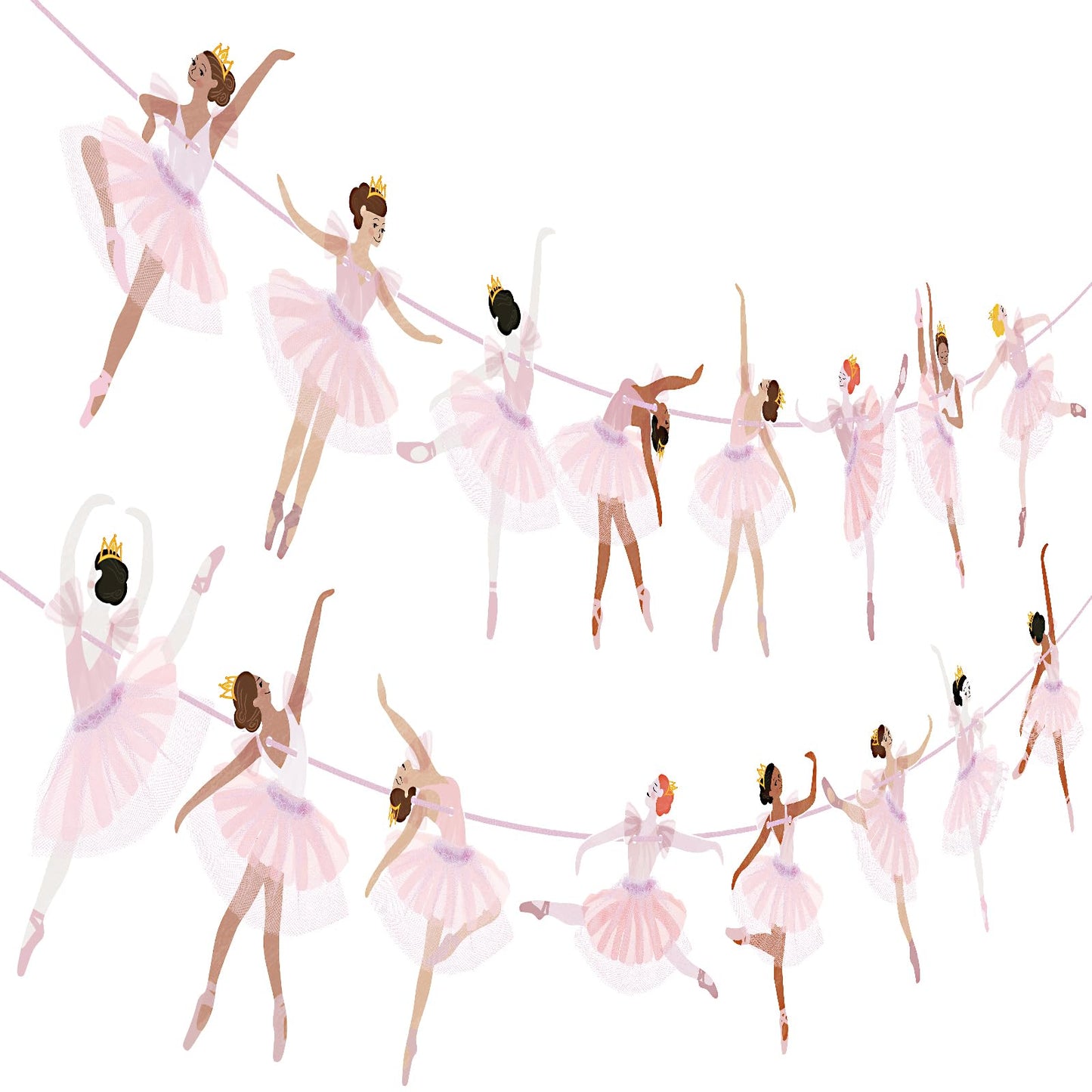 Trandraft 2 Pcs Ballerina Dancer Banner Ballet Dancing Hanging Garland