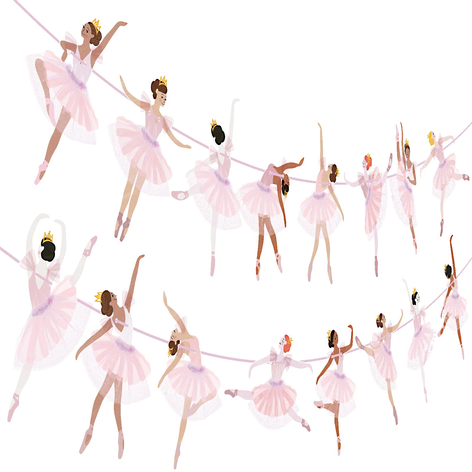 Trandraft 2 Pcs Ballerina Dancer Banner Ballet Dancing Hanging Garland