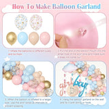 Ouddy Party Gender Reveal Decorations Pastel Pink and Blue Nude