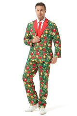 Men's Christmas Party Suit Funny Costume Novelty Xmas Jacket Trousers