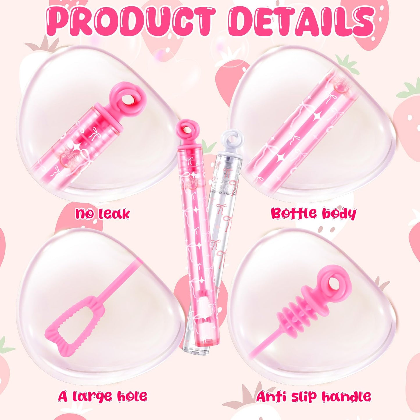 Rotatingpals 32 Pcs Pink Bow Bubble Wands Cute Bubbles Party Favors