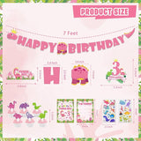 Pink Dinosaur Birthday Decorations for 3 Year Old Girls 134 Pcs
